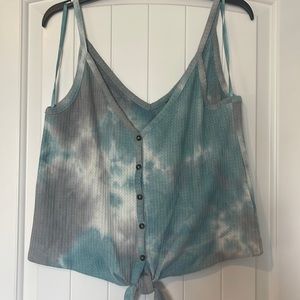 Blue tie dye crop tank